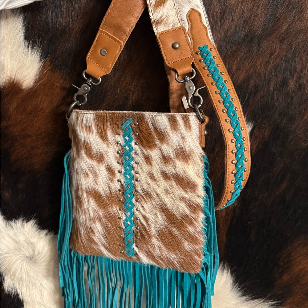 Montana West Cowhide Fringe Leather Bag